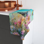 Colorful Butterfly Garden Hand Towel: Floral Design with 3 Background Options