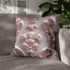 Rococo Pillow Cover: Blush Pink Scrollwork Floral Design