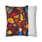 Vibrant Mosaic Pillowcase: Stained Glass Inspired Jewel-Toned Design for Artistic Home Decor