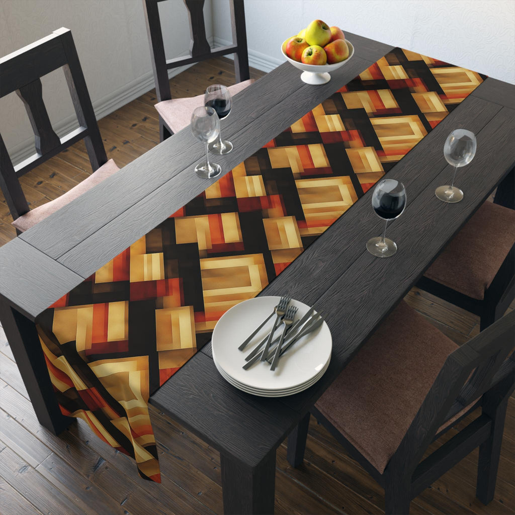 Abstract Geometric Table Runner | Warm Earthy Modern Rectangles