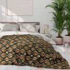 Ikat Fleece Throw Blanket, Red Green Gold Christmas Home Decor