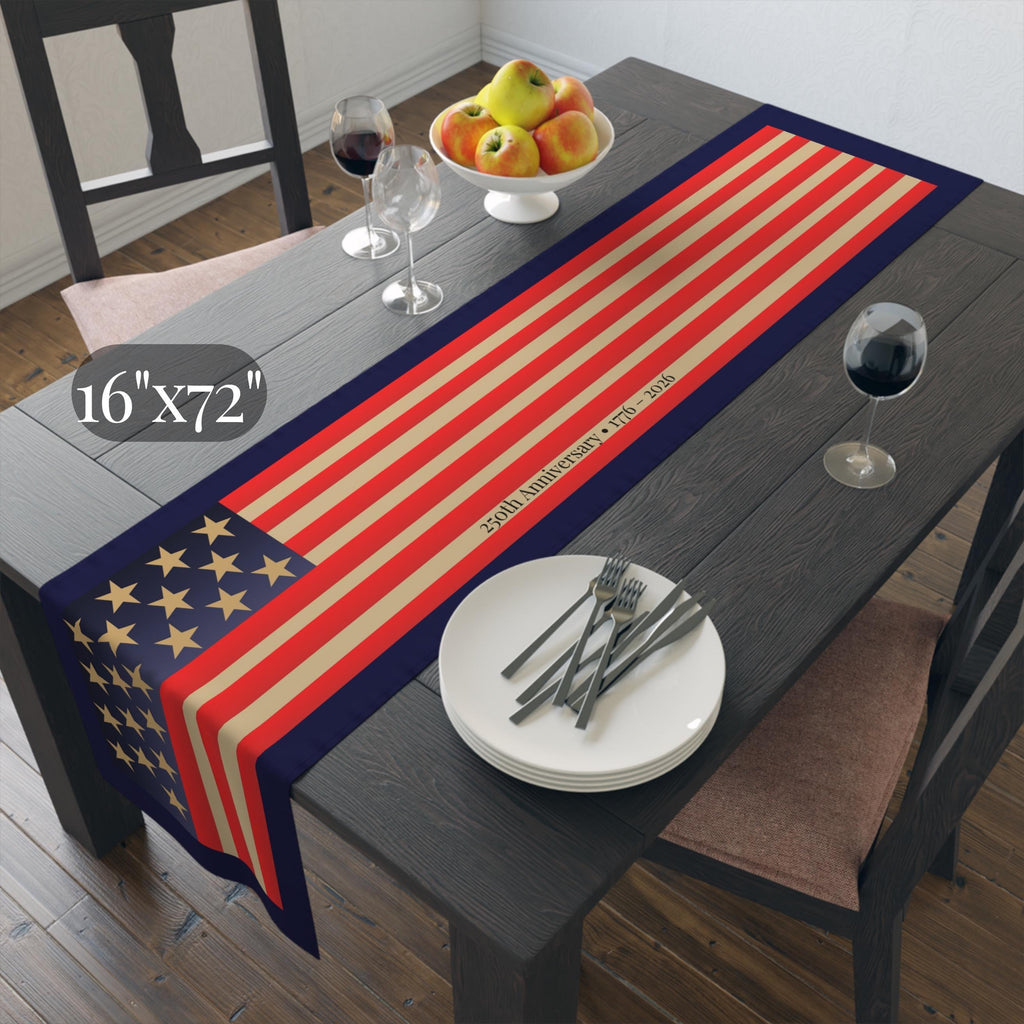 Patriotic Table Runner: US 250th Anniversary - Stylized American Flag 1776-2026