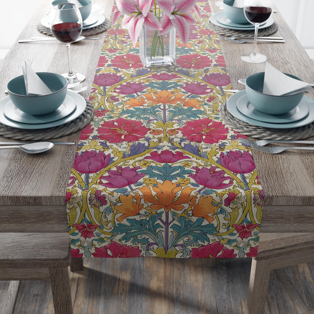 William Morris Style Hyacinth Table Runner: John Henry Dearle Inspired Floral