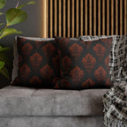 Halloween Damask Pillow Cover: Hidden Skulls in Black and Burnt Orange