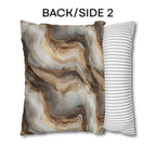 Modern Abstract Pillow Cover: Brown Marble Look with Gold Color Accents