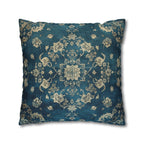 Vintage Teal Medallion Pillow Cover: Persian Rug Print Cushion