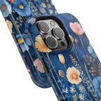 Blue Wildflower MagSafe iPhone Case: Dreamy Floral Design 14 15 16 Pro Plus Max