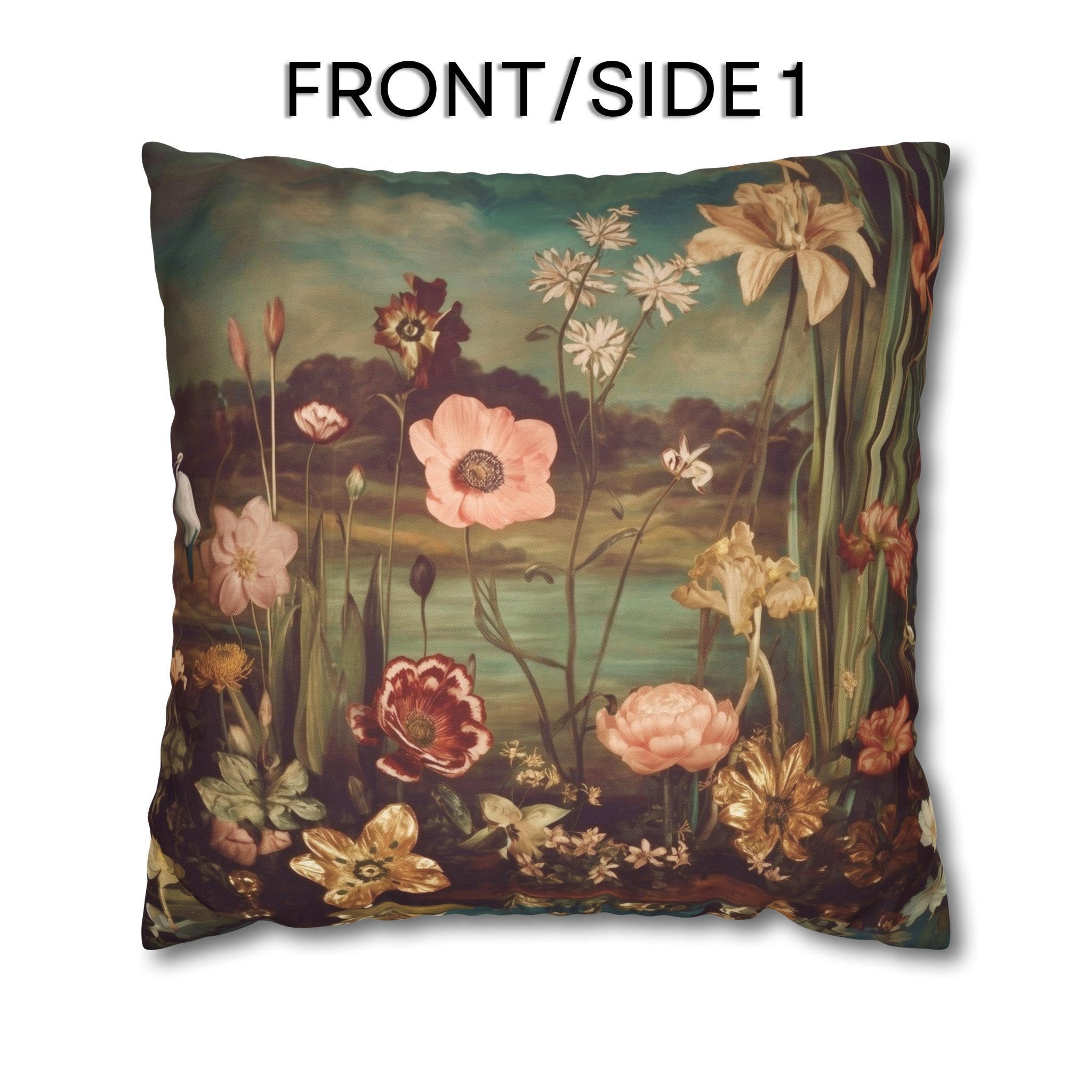 Garden Retreat Pillow Cover: Vintage Floral Lakehouse Cottage Decor