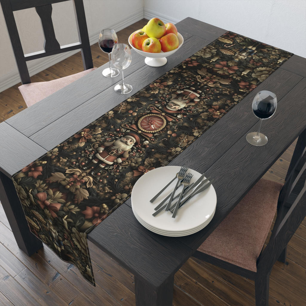 William Morris Inspired Christmas Table Runner: Nutcracker and Santa Holiday Table Decor