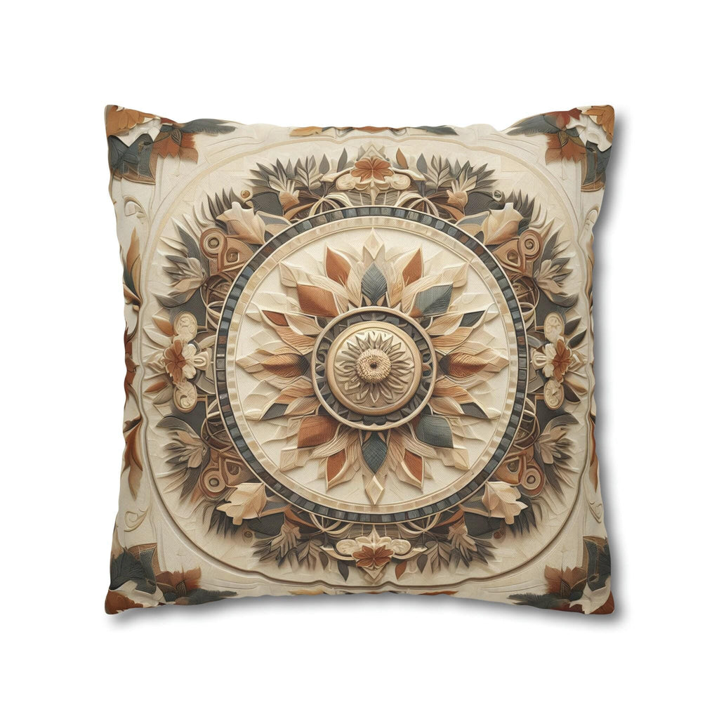 Boho Geometric Floral Pillow Cover: Earth Tone Cushion for Rustic Fall Home Decor