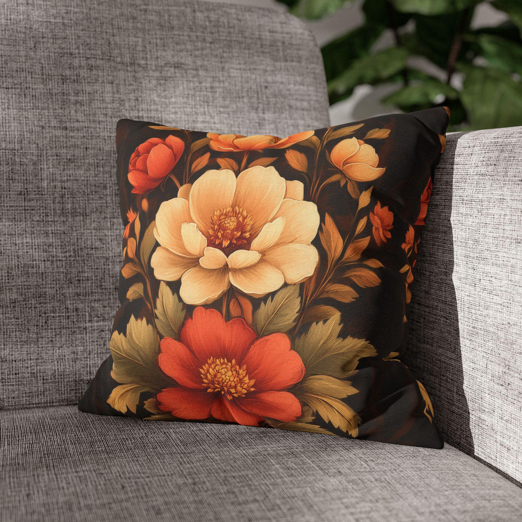 Peony Pillow Cover: Autumn Floral in Warm Rustic Colors