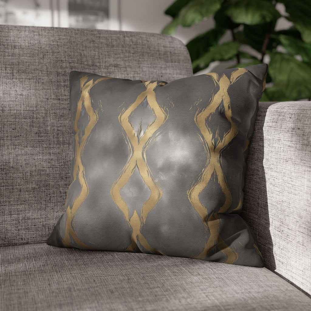Gray & Gold Abstract Pillow Cover: Modern Glam Decor