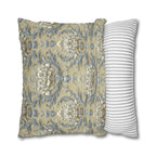 Damask Floral Pillow Cover: Blue & Gold Cushion Case - Classic Decor