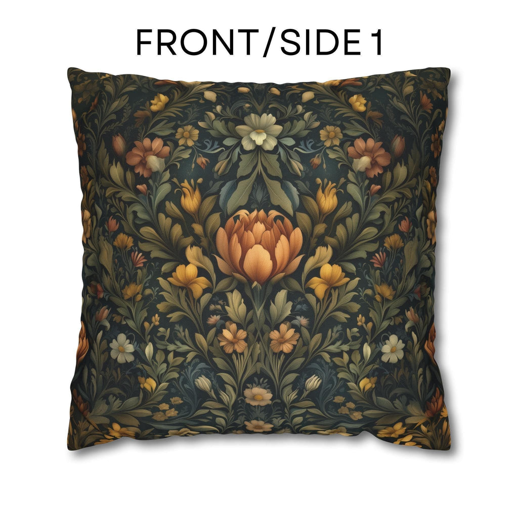 William Morris Botanical Square Pillow Cover: Golden Ochre Floral Tapestry