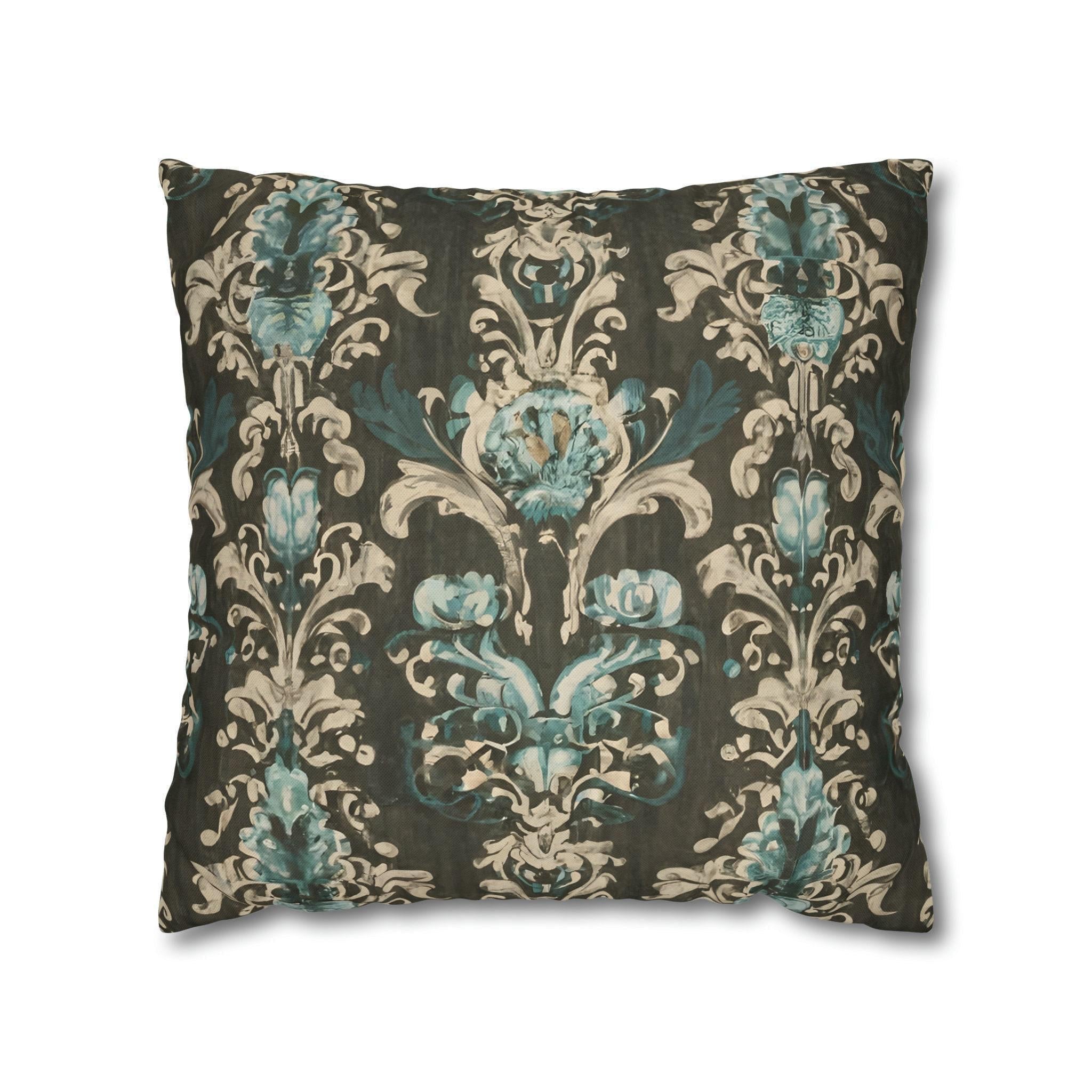 Vintage Style Floral Pillow Cover: Pale Blue Print, Farmhouse Chic
