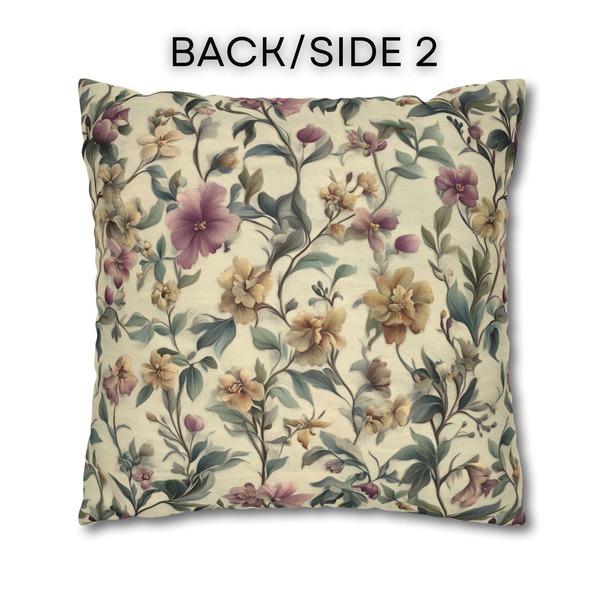 William Morris Inspired Floral Pillow Cover : Vintage Style Botanical Cottagecore Decor