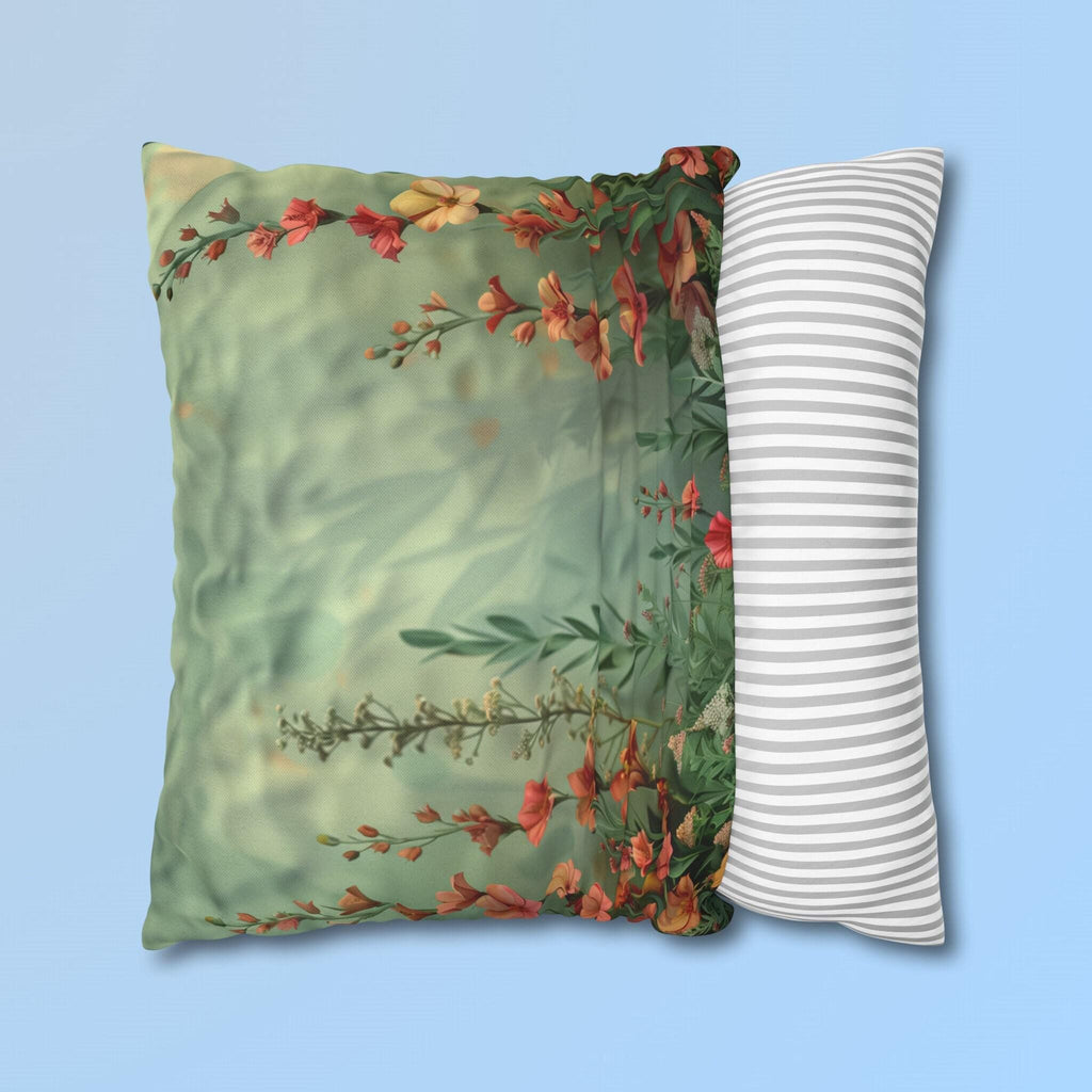 Wildflower Meadow Pillow Cover: Pink Peach Yellow Floral Design
