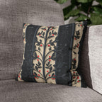 William Morris Christmas Pillow Cover: Charcoal-Navy & Ivory Stripes with Red Berries