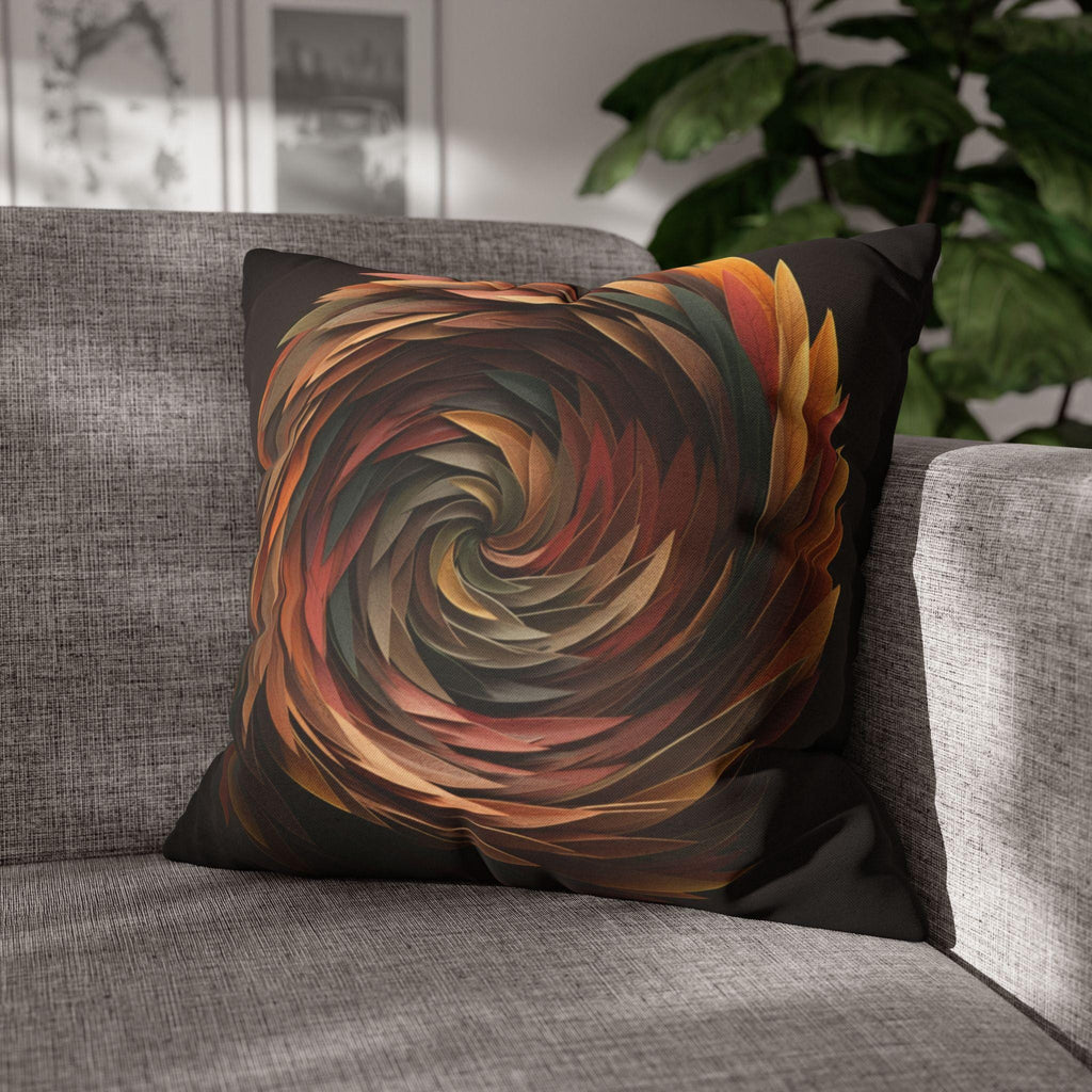Pillow Cover: Swirling Fall Leaves - Earthy Brown and Orange
