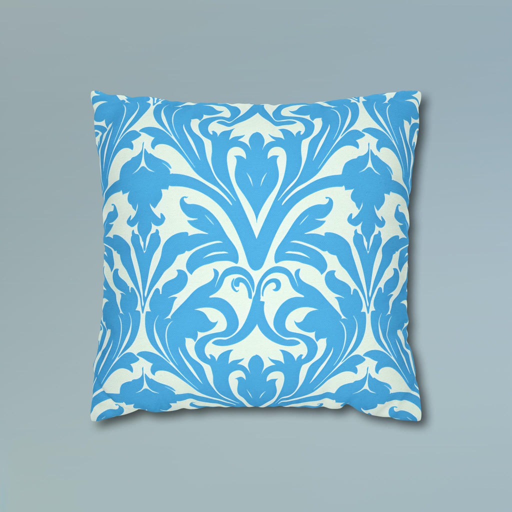 Art Nouveau Pillow Cover: Aqua Blue Floral Throw Pillow