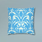 Art Nouveau Pillow Cover: Aqua Blue Floral Throw Pillow