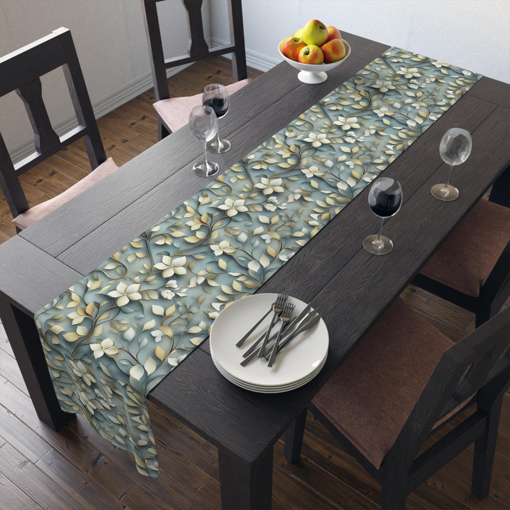 Elegant Botanical Table Runner: William Morris Inspired Floral Design for Stylish Home Decor