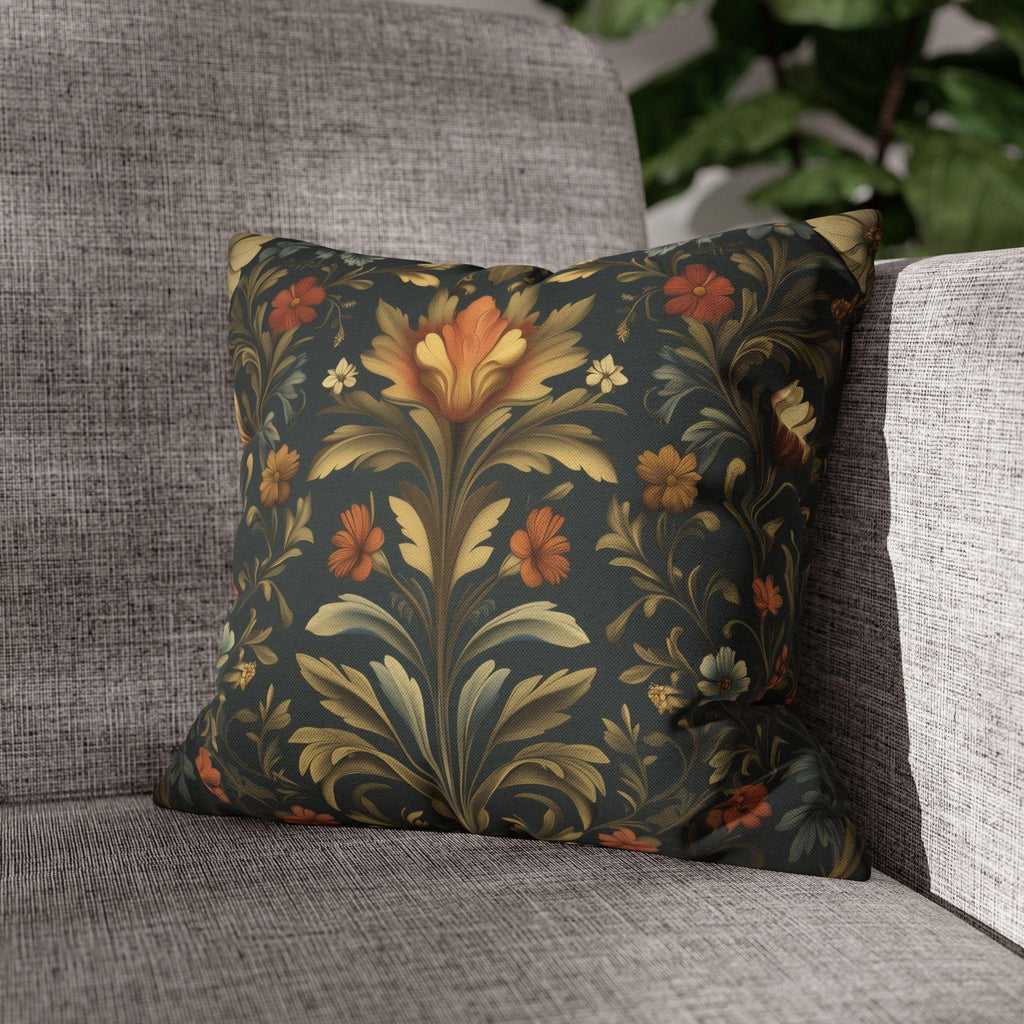 William Morris Botanical Pillow Cover: Golden Ochre Moody Blooms Floral Tapestry