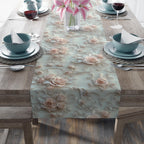 Soft Pink Roses Table Runner: Romantic Floral Dining Decor
