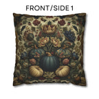 William Morris Inspired Autumn Pillow Cover: Blue Gold & Ivory Botanical Harvest Design