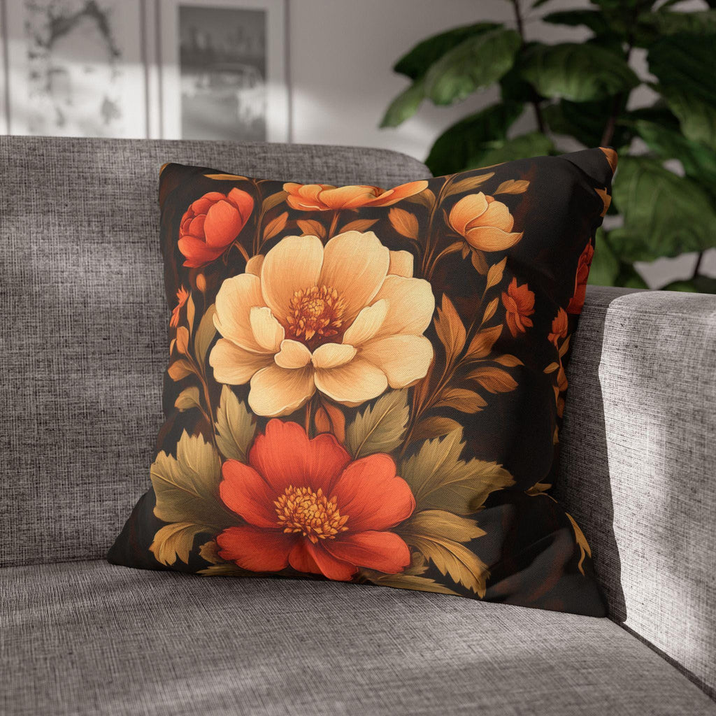 Peony Pillow Cover: Autumn Floral in Warm Rustic Colors