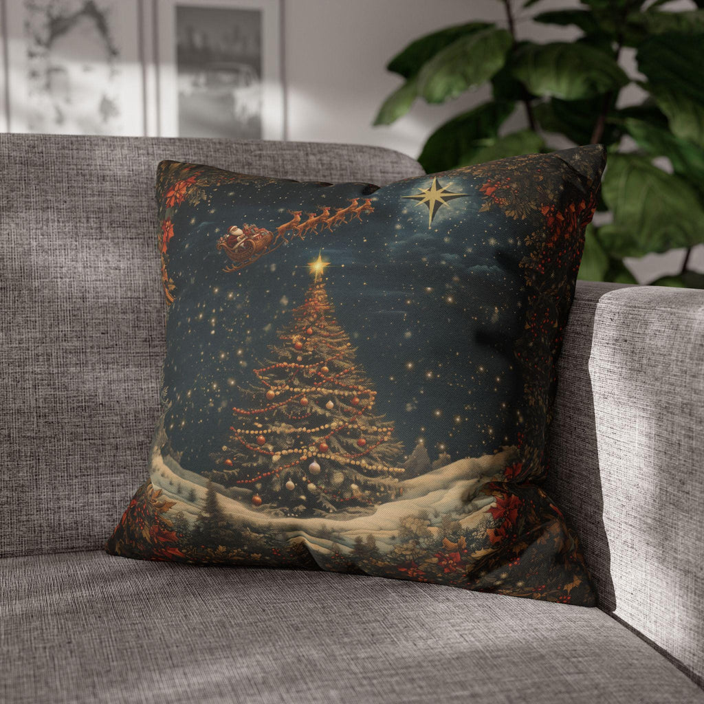 Santa's Sleigh Christmas Pillowcase: Festive Holiday Decor Winter Home Accent