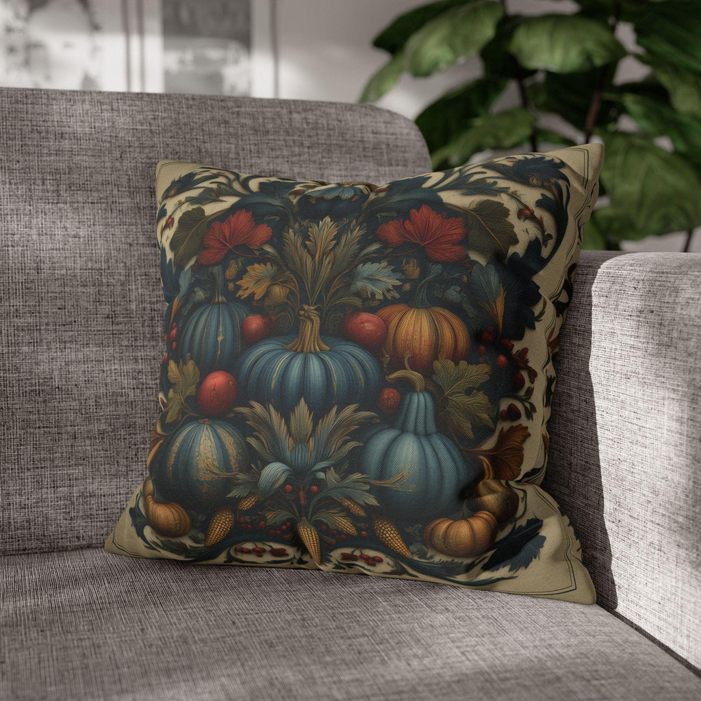 William Morris Autumn Pillow Cover: Slate Blue Cranberry Tapestry