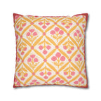Reversible Floral Pillowcase: Pink & Coral Blossoms with Diamond Lattice - Decorative Home Accent Gift