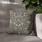 William Morris Inspired Botanical Pillow Cover: Soft Sage, Taupe, Blush Floral Print Accent Case