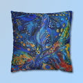 Peacock Feather Pillow Cover: Abstract Blues & Greens Artistic Design