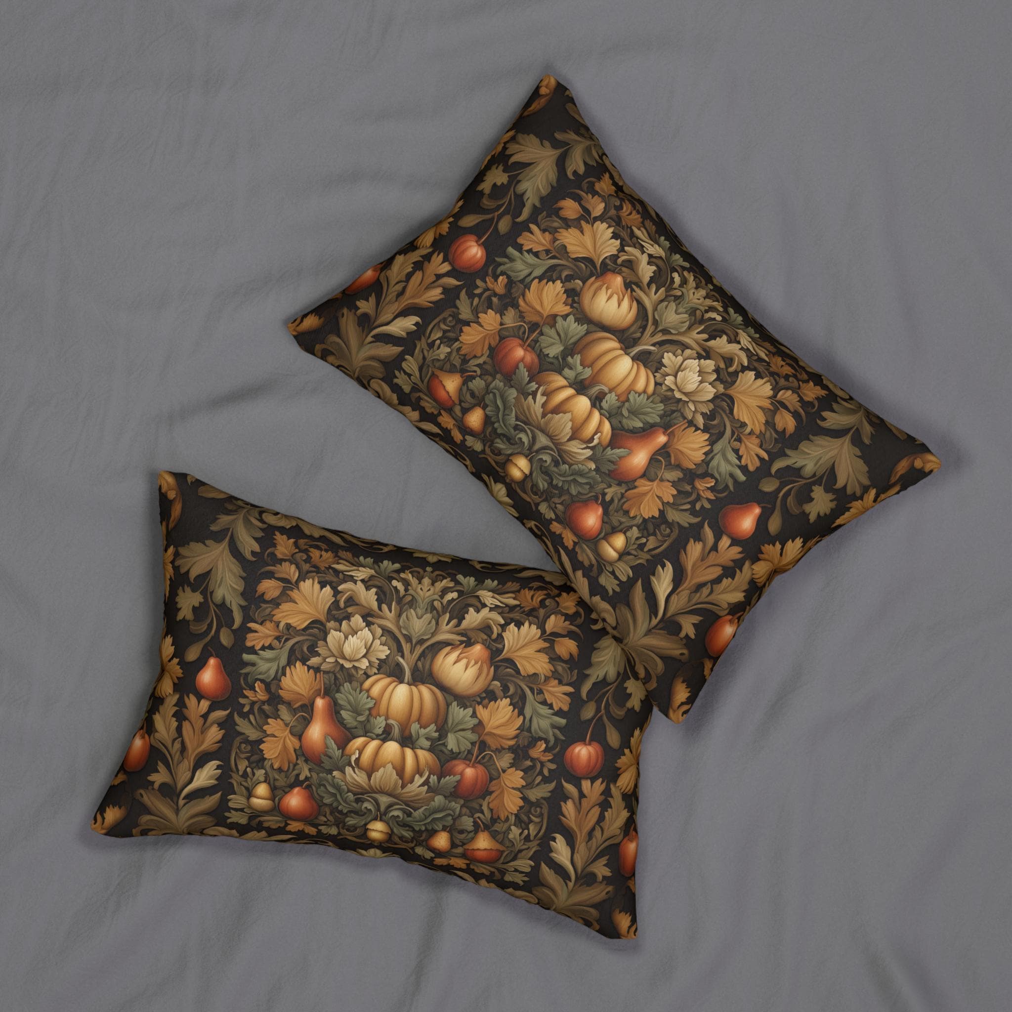 William Morris Autumn Harvest Tapestry Lumbar Pillow: Vintage Pumpkin Fall Decor Accent
