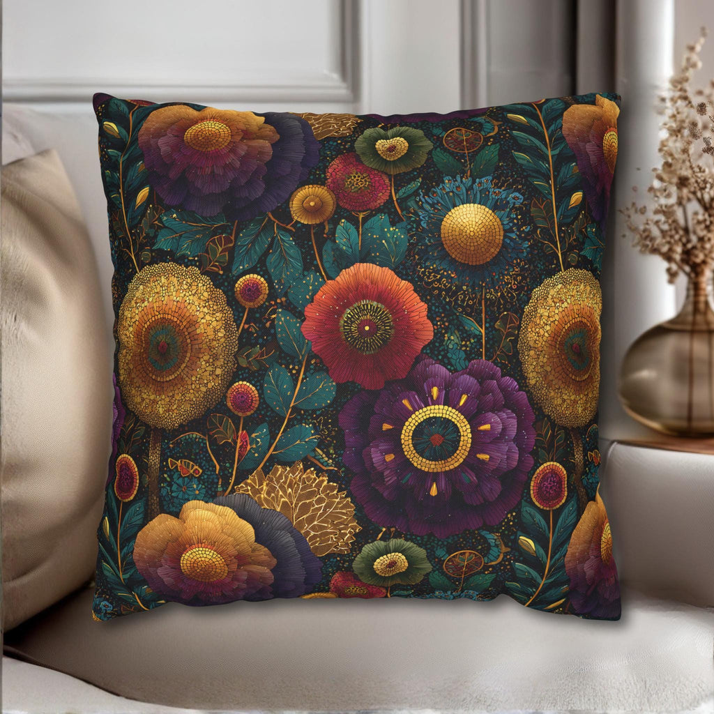 Klimt Botanical Pillow Cover: Jewel Tone Art Nouveau Home Decor