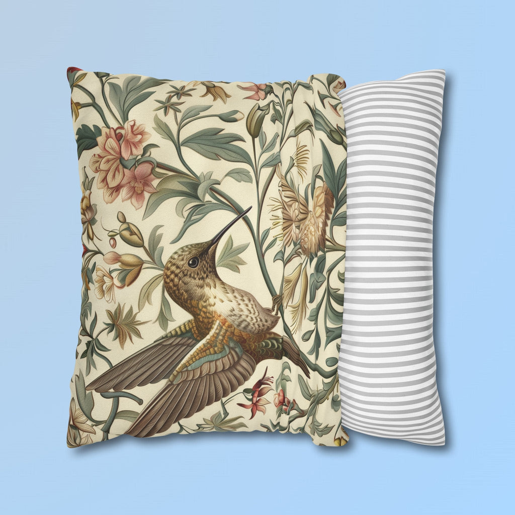 William Morris Hummingbird Pillow Cover: Floral Bird Art