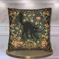 William Morris Inspired Fall Pillow Cover: Black Cat Halloween Botanical Decor