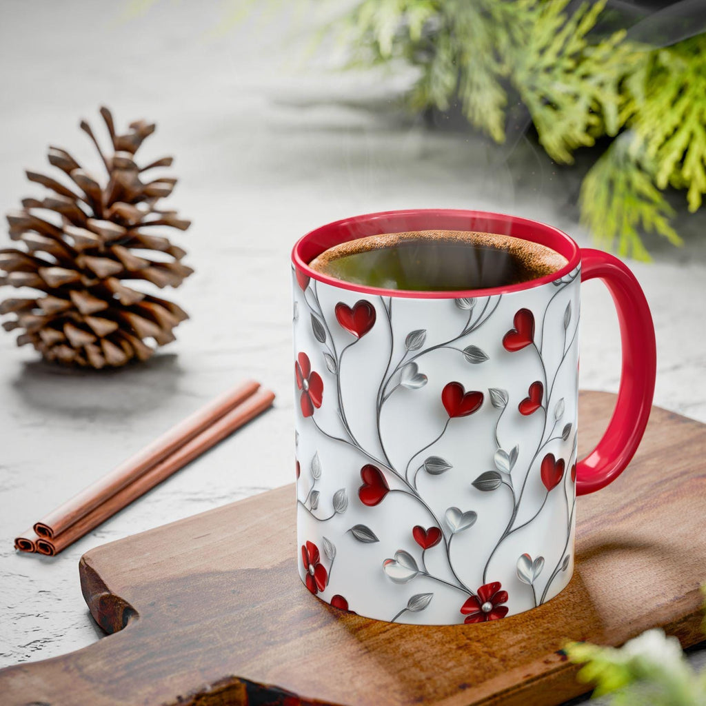 Romantic Valentine's Day Mug: Intertwining Vines Design, Colorful 11oz/15oz Gift for Loved Ones