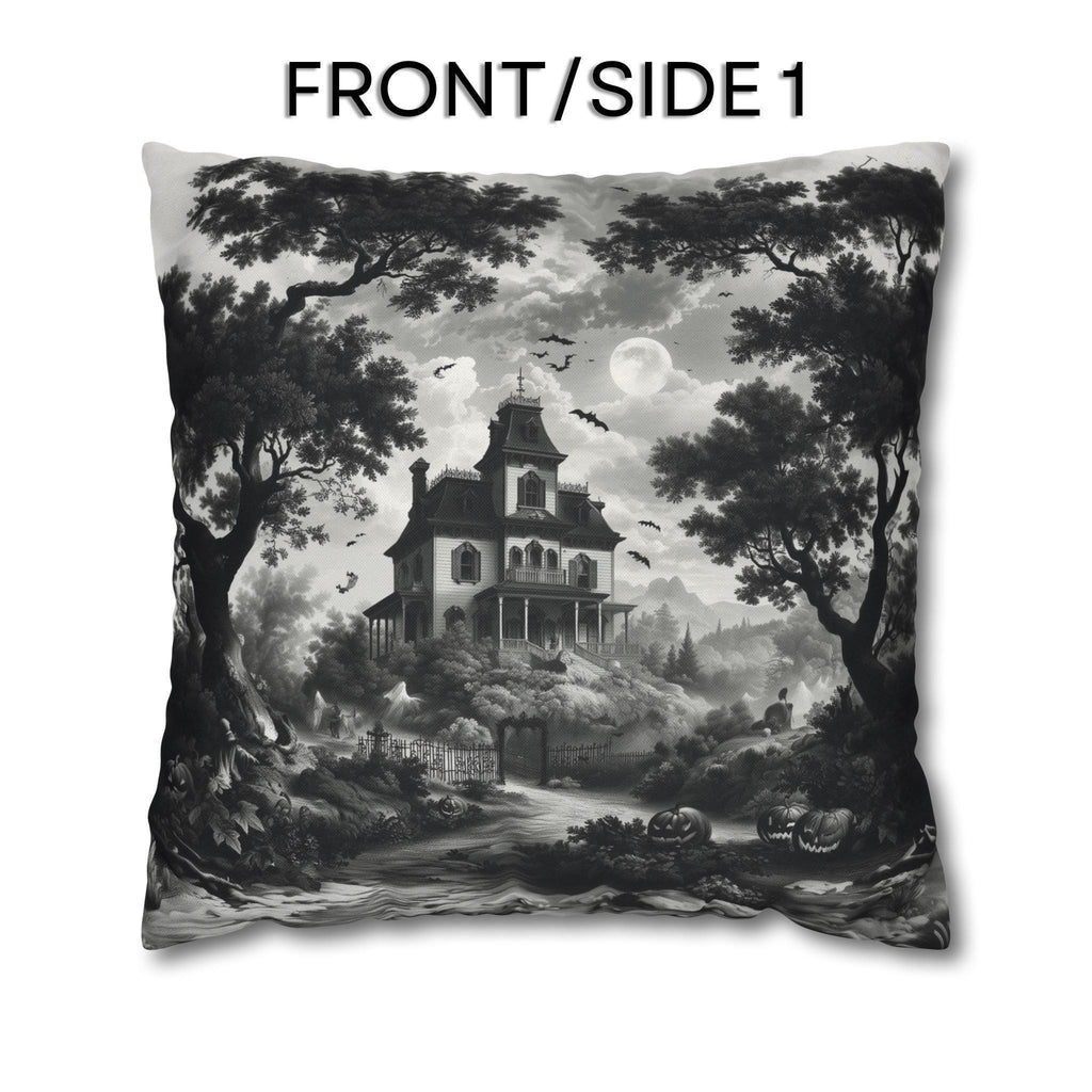 Halloween Toile Pillow Cover: Black and Cream Quietly Spooky Decor