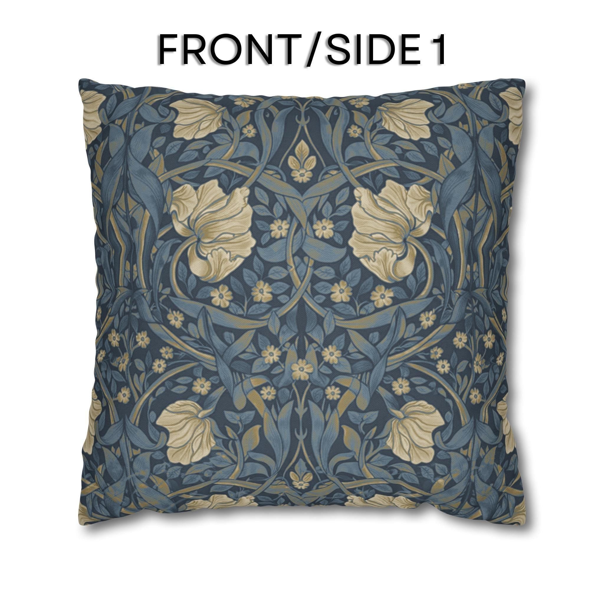 William Morris Pillow Cover: Charcoal Blue Ivory Vintage Pimpernel Reconstructed