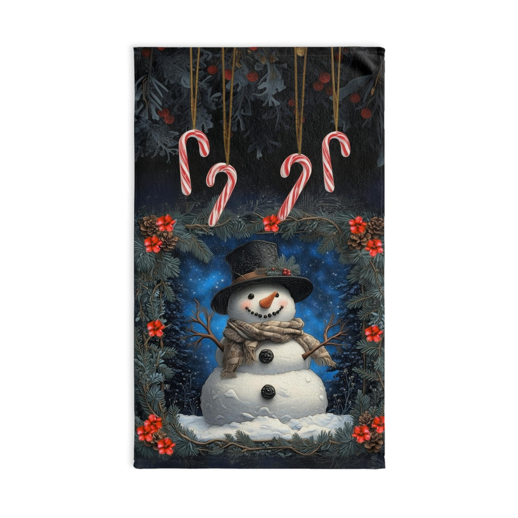 William Morris Inspired Snowman Hand Towel: Christmas Winter Bath or Kitchen Decor