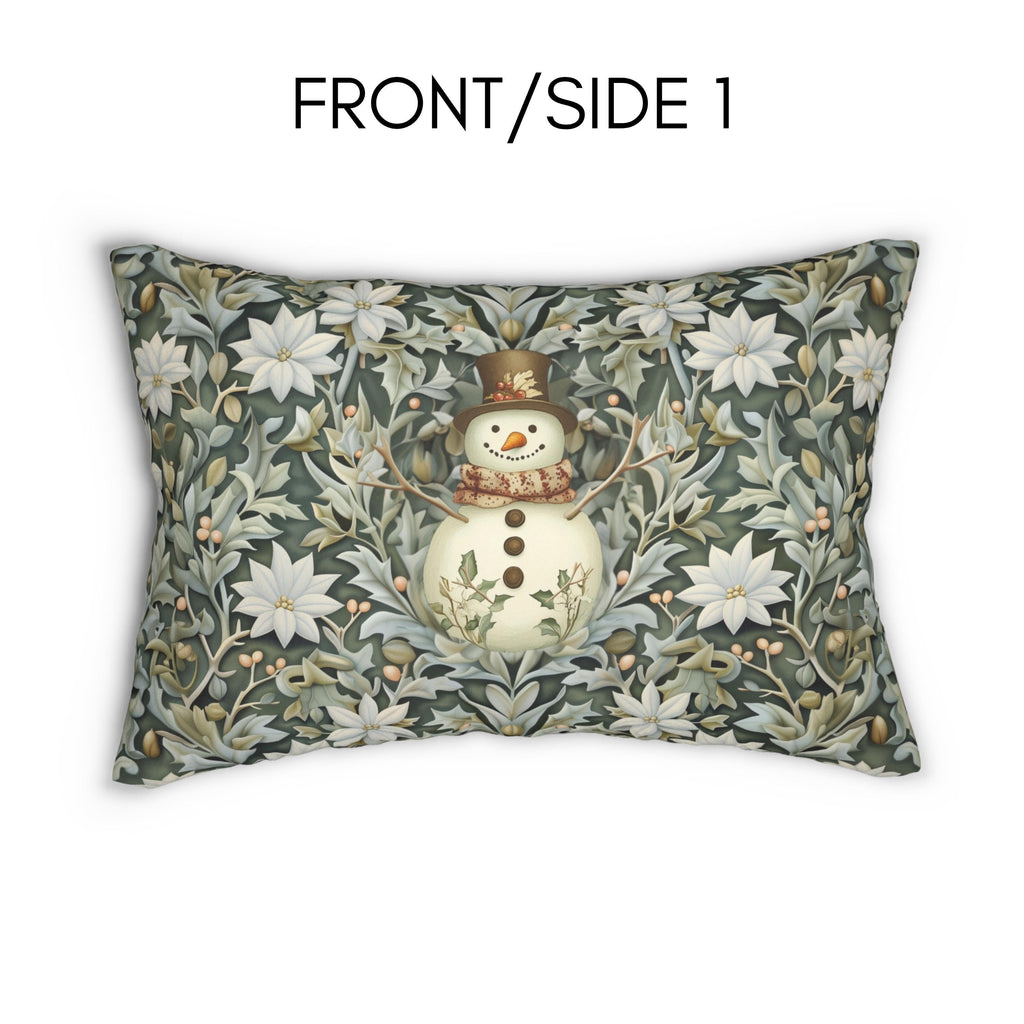 William Morris Snowman Lumbar Pillow: Holiday Home Decor