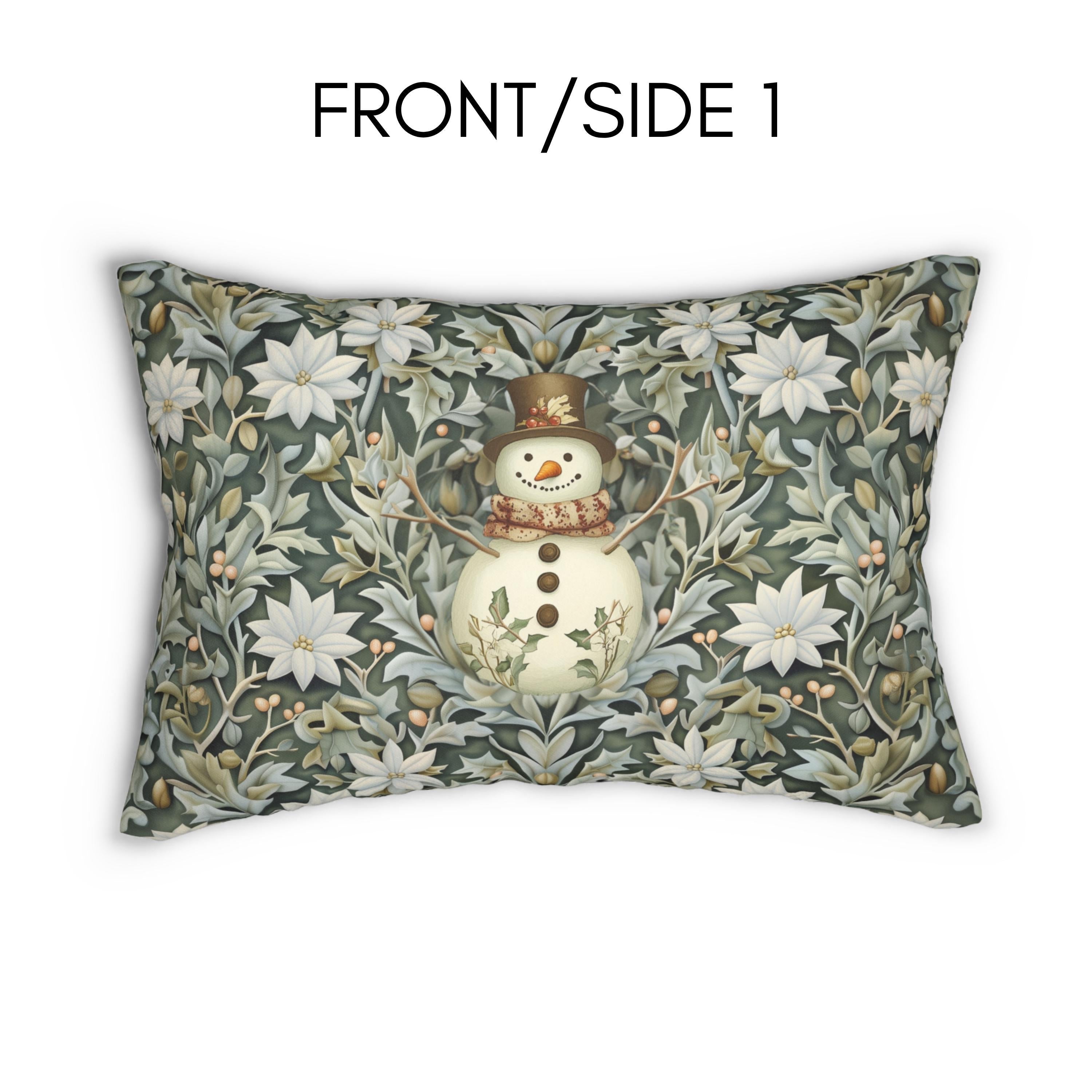 William Morris Snowman Lumbar Pillow: Holiday Home Decor