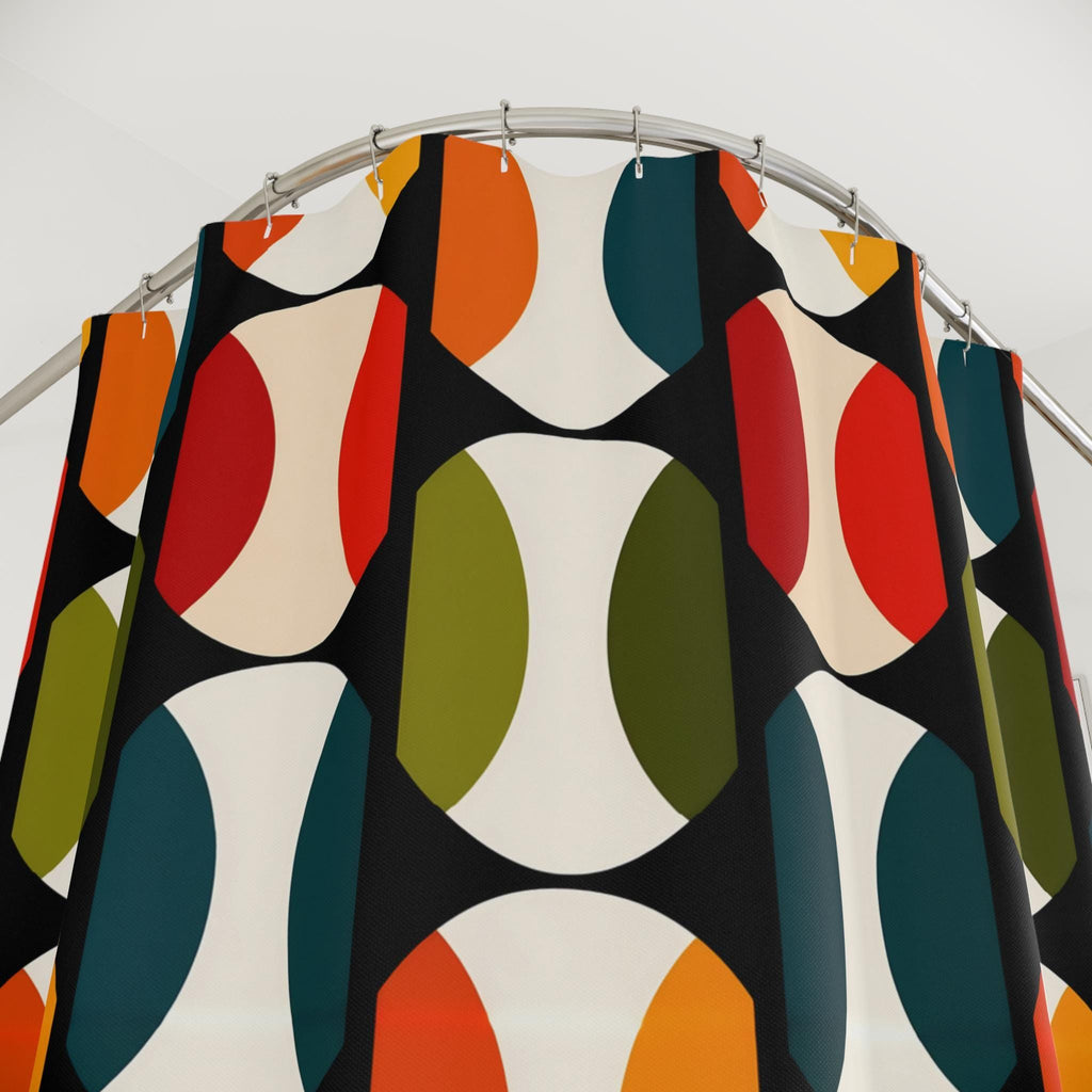 Bauhaus Shower Curtain: Retro Mid Century Modern  Bold Geometric Design