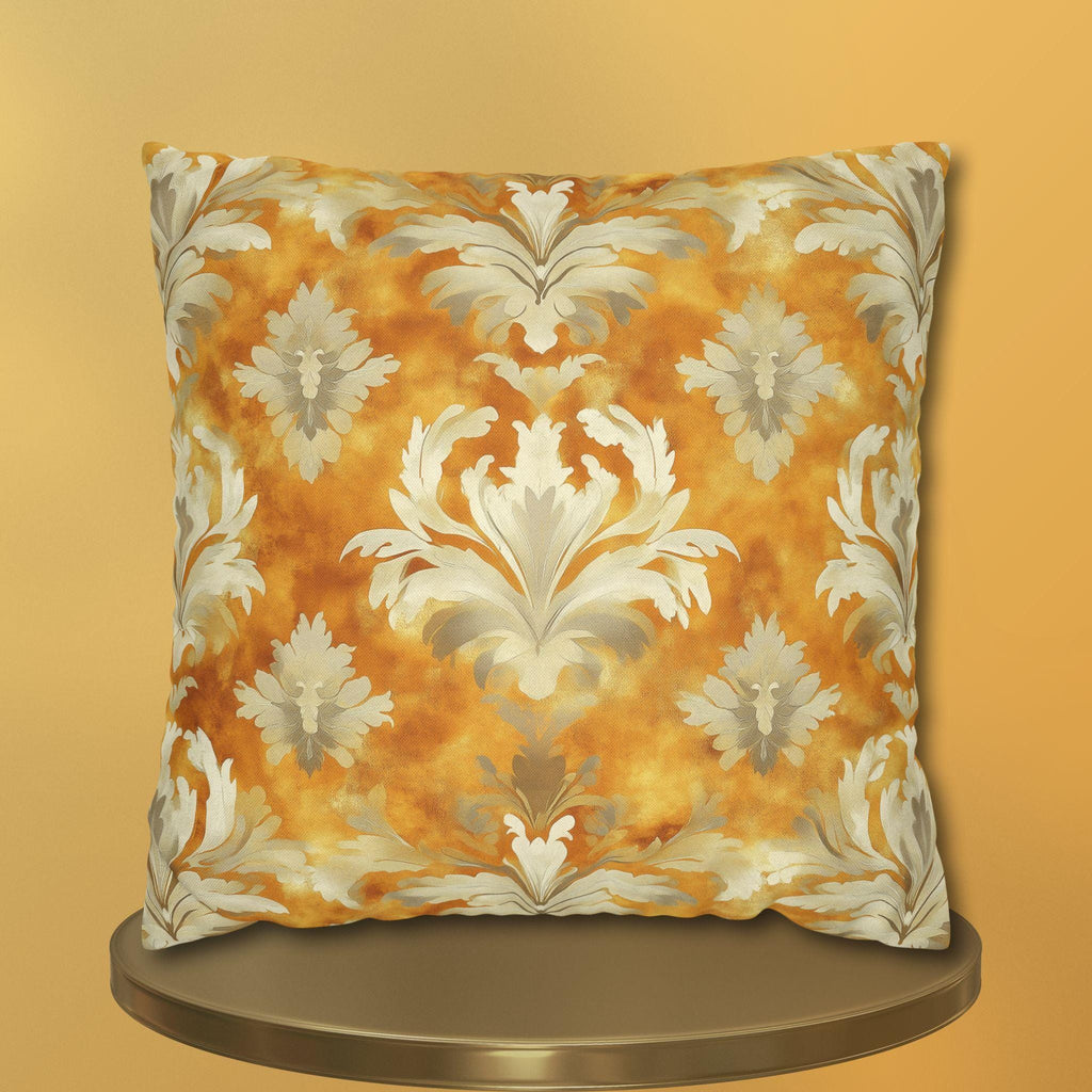 Damask Pillow Cover, Pumpkin Spice Fall Decor, Elegant Accent Pillow