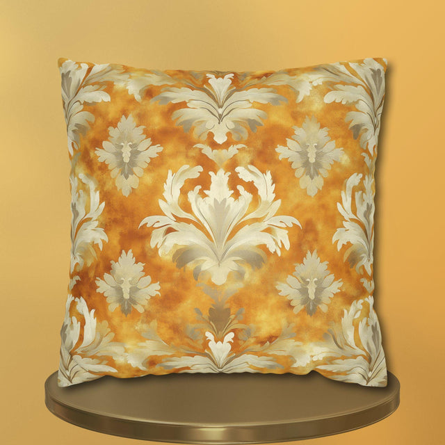 Damask Pillow Cover, Pumpkin Spice Fall Decor, Elegant Accent Pillow
