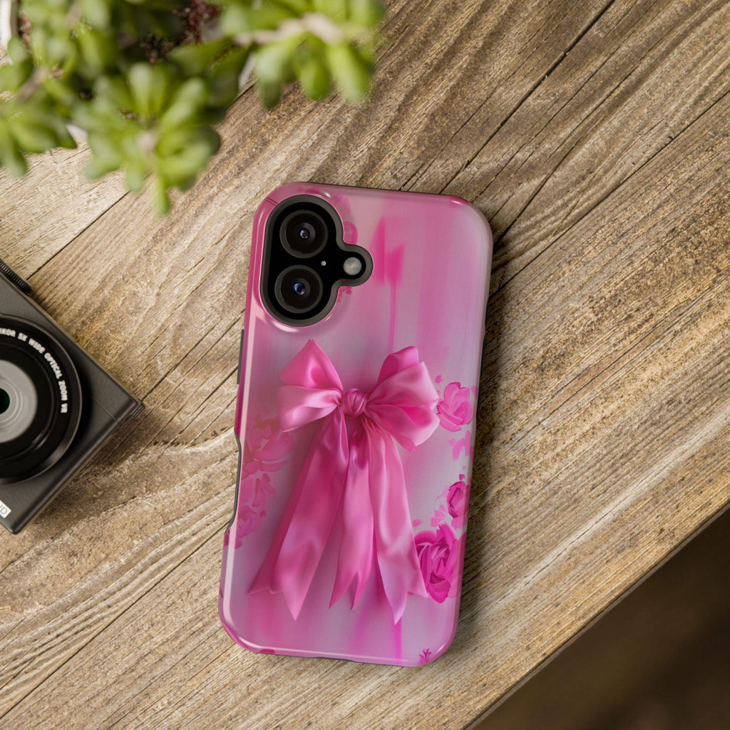 Pink Bow Floral MagSafe Tough Case for iPhone - Coquette Design Girly Gift