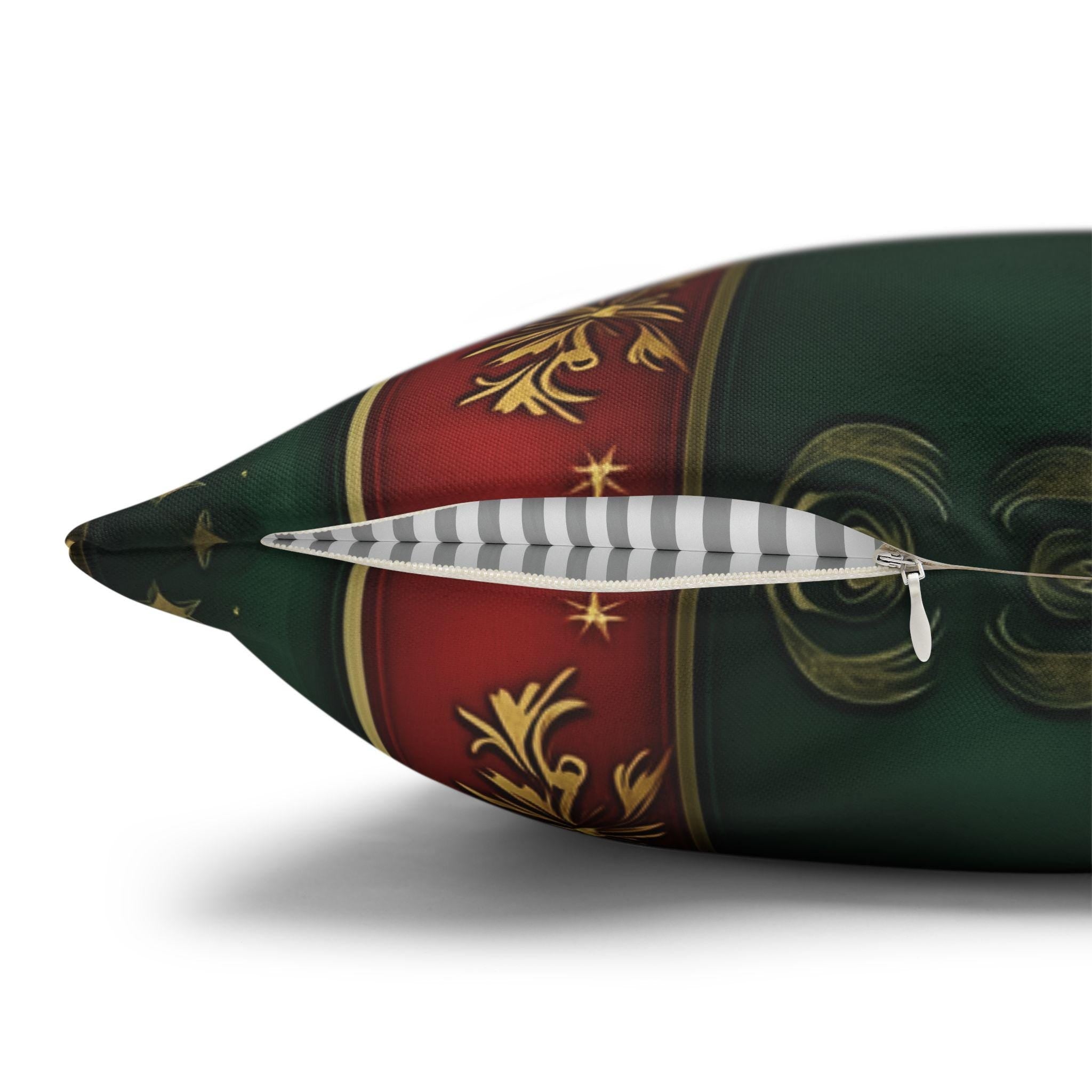 Snowflake Christmas Pillow Cover: Red Green Gold Elegant Home Accent